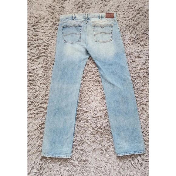 Armani Jeans AJ Jeans Mens 38X34.5 Light Wash Blue Denim Straight Leg Casual - Picture 3 of 16